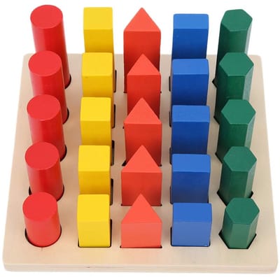 Dailygoods - Bouwstenen - Educatief Speelgoed - Houten Geometrische Blokken - Cognitieve Ontwikkeling - Vroeg Leren - Geschikt voor Baby's - 21 x 21 x