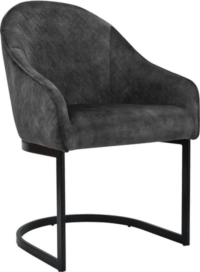 CLP Jarik Eetkamerstoel - met armleuning - Modern - Metalen Frame - Belastbaar tot 140 kg - Fluweel/donkergrijs