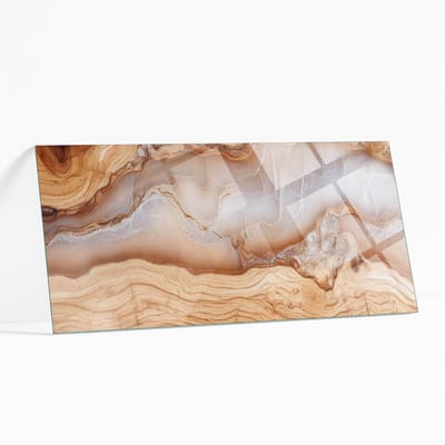 Wallfluent - Natuurlijk Hout Met Hars Veiligheidsglas - 125 x 50 cm - Beige Gehard Glas - Rechthoekig Tafelblad Glas - Glazen Plaat - Glazen Tafelblad voor Tuin of Terrastafels