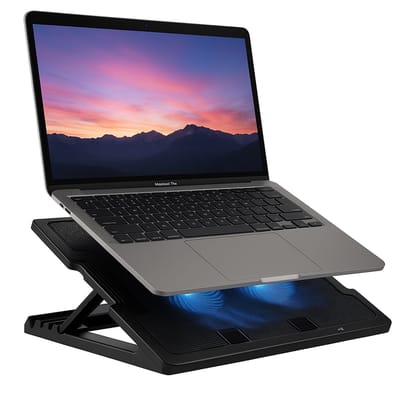 Laptop Cooler Verstelbaar – Cooling Pad tot 17 inch – Stille 140 mm Ventilator met Blauwe LED – USB Hub – Laptopstandaard – Laptop Ventilator Standaard