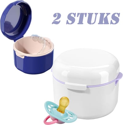2 stuks Kunstgebit doos - Gebitsdoos met filtermandje - tandendoosje - Reinigingsdoos voor tandprothesen - Tanden bewaarcase voor reinigen - Stofvrije opbergbox met beugelbescherming - Bruikbaar voor jong en oud - Paars en wit