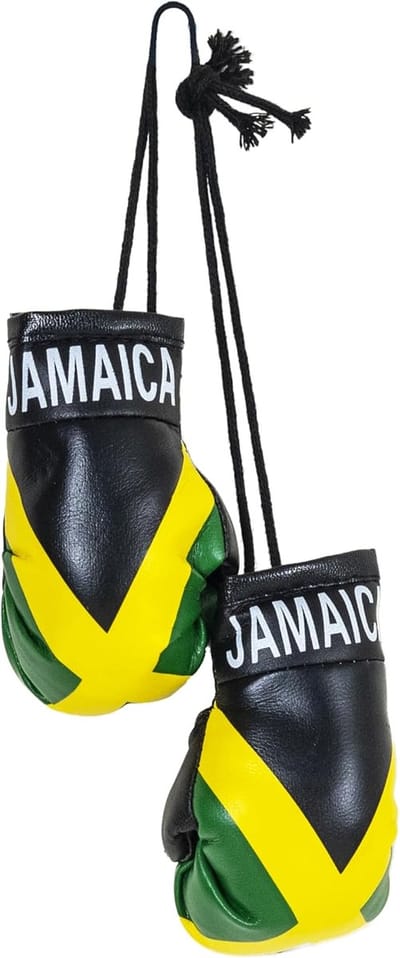 Mini Bokshandschoenen met Jamaicaanse Vlag - Hangdecoratie voor Auto en Meer