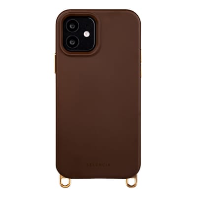 Selencia Hoesje - Geschikt voor iPhone 12 Pro / 12 - Rivièra geschikt voor MagSafe Backcover met afneembare haakjes - Choco Brown