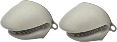 Kinghoff - 2-Delige - Siliconen Pannenlapset - Ovenhandschoen - Hittebestendige Pot Gripper - Antislip Siliconen - Geschikt voor Oven, Magnetron en Vriezer - 8.5 x 7.8 cm - Grijs