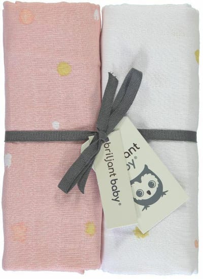 Briljant Baby Multidoek Hydrofiel XL Sunny - Swaddle - Inbakerdoek - 120 x 120 - Roze - 2 Stuks