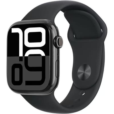 Apple Watch Series 10 GPS 42/46MM Aluminium Wijzerplaat met Siliconen Sportband 46MM zwart
