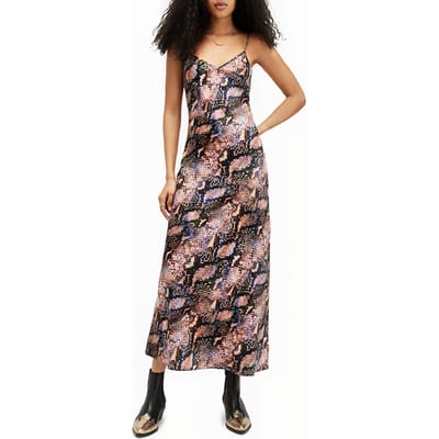 AllSaints Bryony Tahoe Dress Tan Brown Maat: 2 | Midi Jurken Outlet | Dames | Bruin