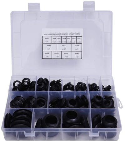 Rubber grommet set van 200 stuks voor bedrading, slangen en industriële toepassingen - diverse maten van 3 tot 25 mm, ideaal voor vervangingen en reparaties