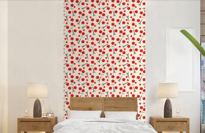 Behang - Fotobehang Patronen - Parijs - Eiffeltoren - Bloemen - Breedte 120 cm x hoogte 240 cm