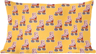 Sierkussens - Kussentjes Woonkamer - 60x40 cm - Geel - Rolschaatsen - Patroon
