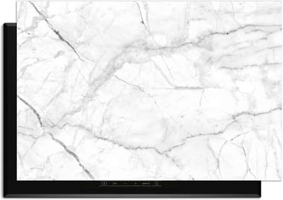KitchenArt - Carrara Light - Inductie Beschermer - 90x50 cm - Kookplaat Beschermer - Luxe Afdekplaat Inductieplaat - Anti-slip & Oprolbaar - Beschermmat Inductiekookplaat