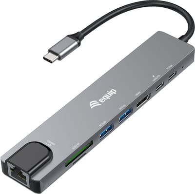 Equip 133497 laptop dock & poortreplicator Bedraad USB Type-C Zwart, Grijs