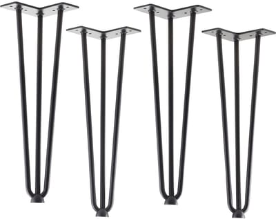 SOTECH 4 haarspeldpoten zwart 406 mm 3 stokjes Haarspeldpoten Meubelpoten voor salontafels en banken Tafelpoot