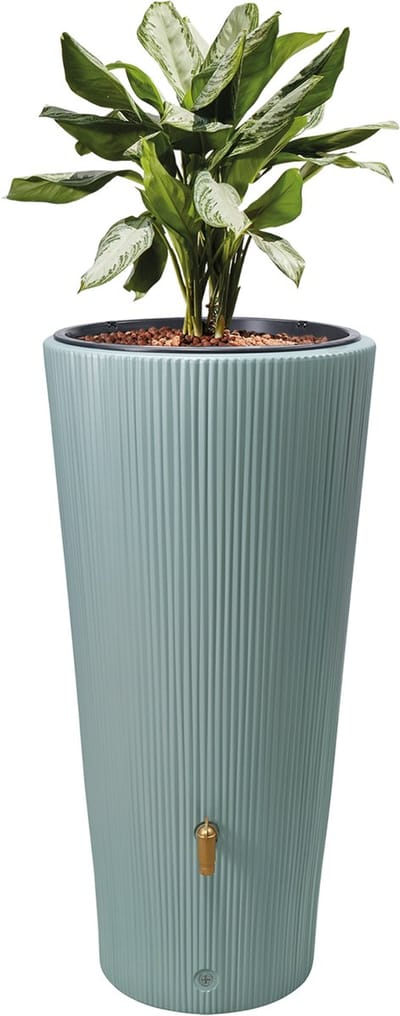 4rain VASO DECOR 2in1 beplantbare regenton 220 Liter agave incl. plantenschaal
