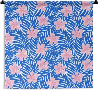 Wandkleed - Wanddoek - Hawaii - Bloesem - Tropisch - Patronen - 180x180 cm - Wandtapijt