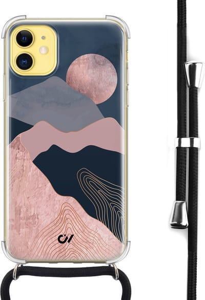 Casevibes - Telefoonhoesje met koord - Geschikt voor Apple iPhone 11 - Landscape Rosegold - Roze -