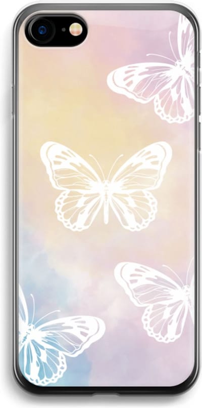 Case Company® - Hoesje geschikt voor iPhone SE 2020 hoesje - White butterfly - Soft Cover Telefoonhoesje - Bescherming aan alle Kanten en Schermrand