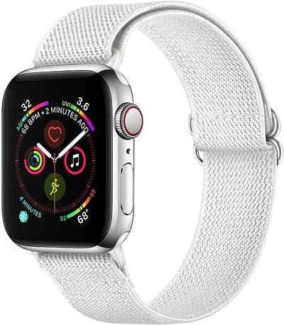 SBG Nylon Bandje Geschikt voor Apple Watch 1/2/3/4/5/6/7/8/9/10/11/SE - 38/40/41/42MM - Elastisch Sport Horlogebandje - Wit