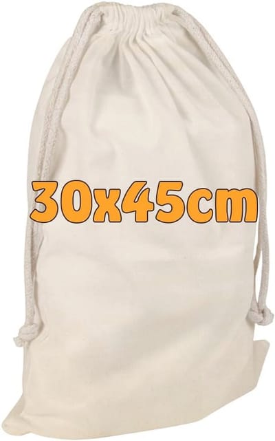 Katoenen tas met trekkoord | 30 x 45 cm | Duurzame stoffen tas voor groente, lunch, cosmetica en meer | Zero Waste