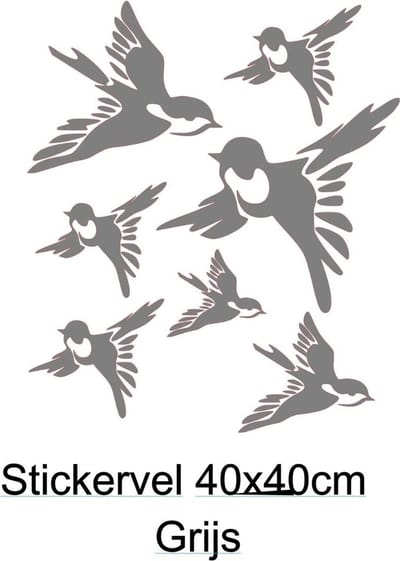 Stickervel voor raam of wand vogels