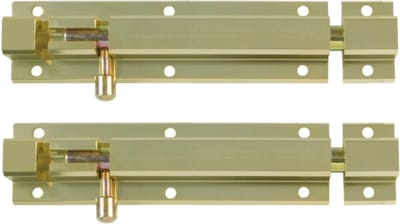 AMIG schuifslot/plaatgrendel - 2x - aluminium - 10cm - goud - incl schroeven - deur - raam