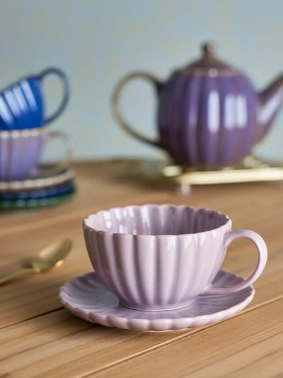 Bloomingville Kop en schotel aardewerk rose Latina 15cm