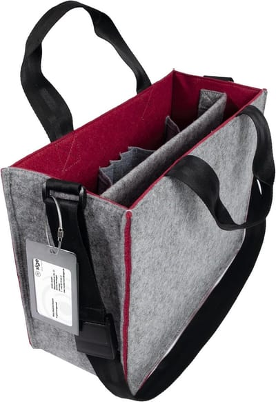 Draagbare en praktische Desk Sharing Tas voor Laptop tot 15,4 inch - Grijs/Dieprood