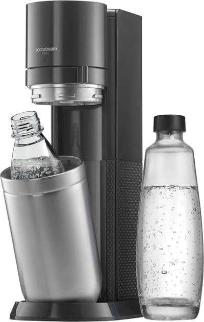 SodaStream Bruiswatermachine DUO met 1L Glazen Fles en 1L Kunststof Fles in Titanium