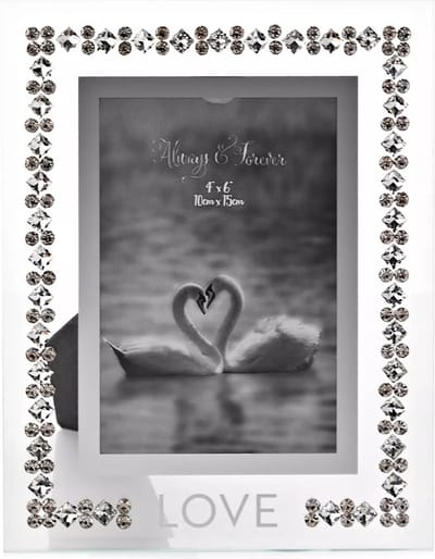 Always & Forever - Fotolijstje met kristallen rand - 10 x 15 cm - 'LOVE' - Widdop and Co