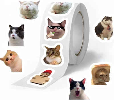 KZQ Katten Meme Stickers 500 Stuks Grappige Dierenstickers Schattige Katten Plakken Waterdicht Voor Laptop Auto Decoratie Cadeau Voor Kattenliefhebbers Vrolijke Stickerrol
