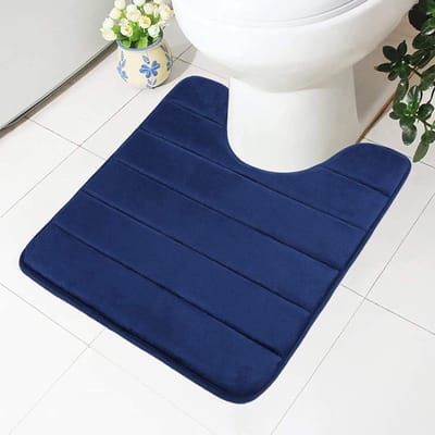 Traagschuim antislip zachte mat toilet met uitsparing 50 x 60 cm, absorberende badmat, wasbaar, marineblauw