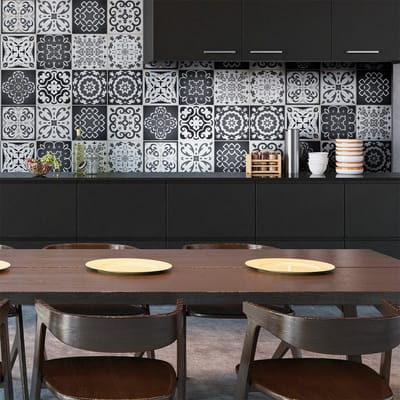 Tegelstickers voor de muur in keuken en badkamer - 12 cementtegelstickers in verschillende tinten Rimini-grijs - 12 stickers van 10x10 cm