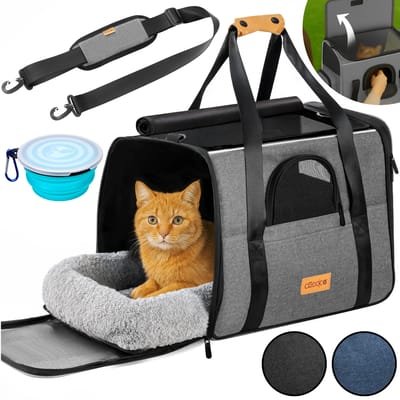 Cadoca Reismand Kat - Drinkbak Wasbaar 44x34x31cm tot 20kg - Grijs