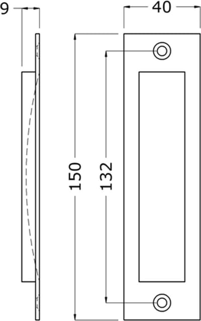 Hermeta Schuifdeurkom 120x40mm Zwart Recht - 4556-70