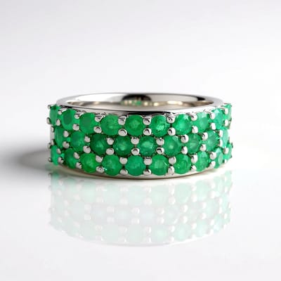 Cavill - Elegante Damesring 925 Sterling Zilver - 1,467 Ct Socoto Smaragd - Ronde Groene Edelsteen - Luxe Ring