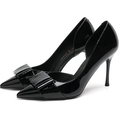 Puntige Stilettohak Dames Hoge Hak Schoenen Nieuw Lakleer Zijkant Open Hoge Hak Pumps 40