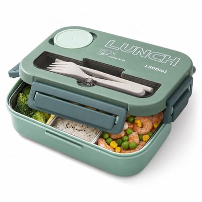 VHV-Magnetronbestendige Bento Lunchbox Groen - Lekvrije Maaltijdbox met Vakken - BPA-vrije Lunchtrommel voor Werk en School - Duurzame Bento Box voor Warme Maaltijden
