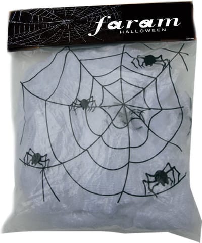 Faram Decoratie spinnenweb/spinrag met spinnen - 50 gram - wit - Halloween/horror thema versiering