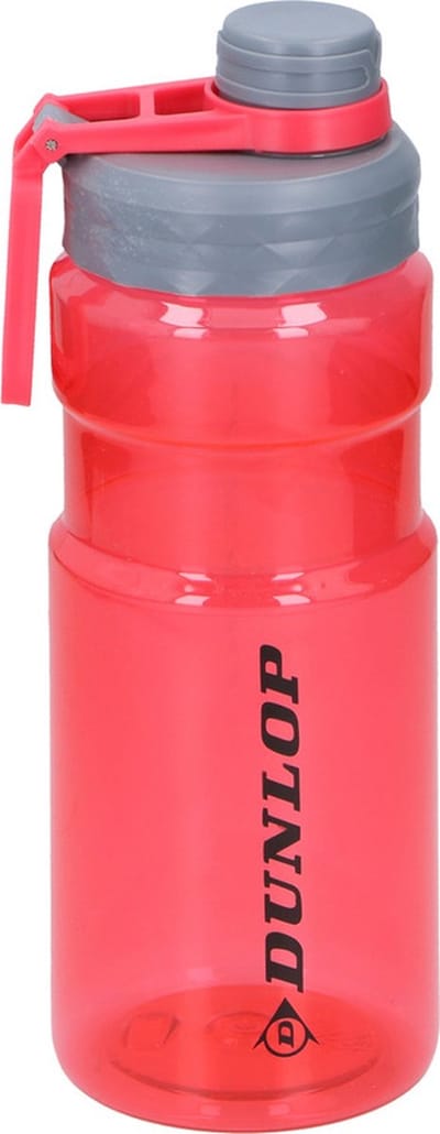 Dunlop Bidon - 1100 ml - transparant rood - scharnierdop - sportfles - waterfles voor onderweg