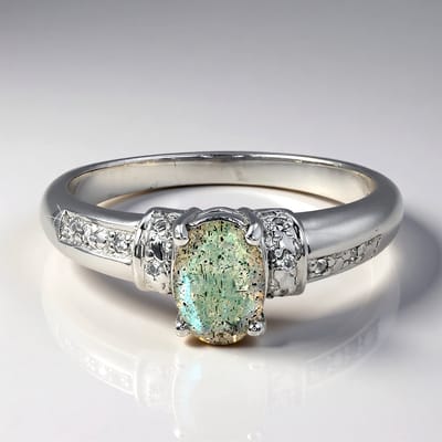 Cavill - Elegante zilveren ring 925 Sterling Zilver - 0,57 ct ovale spectroliet uit Roemenië - 0,052 ct witte topaas briljant geslepen - maat 17