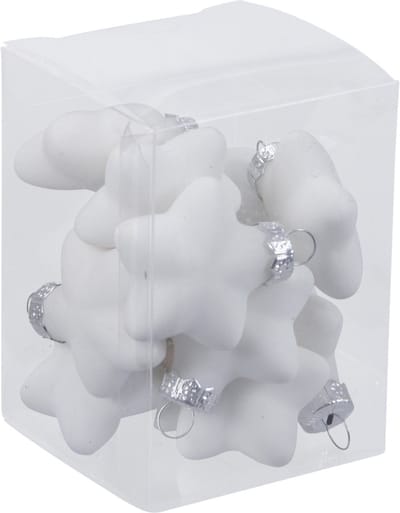 Othmar Decorations Kerstornamenten - sterren - 12x st - wit - 4 cm - glas - kerstversiering
