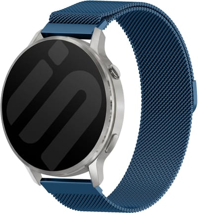 Strap-it 20mm Milanese band - universeel geschikt voor Garmin Vivoactive 6 / 5 / 3 / Vivomove / 3 / HR / Style / Luxe / Sport / Trend / Forerunner 645 / 570 / 245 / 170 / 165 / 70 / 55 / Venu / SQ / SQ2 / 2 Plus / Approach S12 / S40 / S42 - Blauw