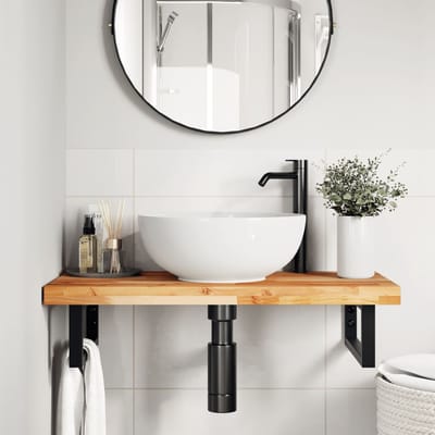 vidaXL - Badkamer - wandschap - staal - en - massief - acaciahout