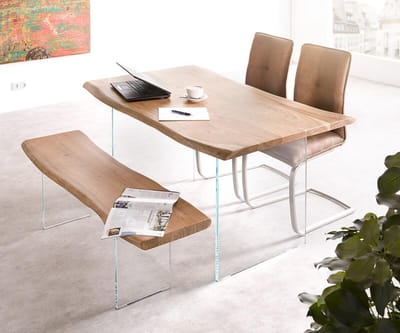 Eettafel Edge acacia natuur 140x90 verre Live-Edge