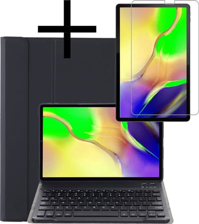 Hoes - Geschikt voor Samsung Galaxy Tab S5e - Met Screenprotector - Keyboard Book Cover - Toetsenbord Case - Hoesje - Zwart