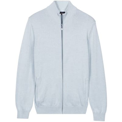 Baileys Vest Fine Knit Full Zip Soft Blue / male