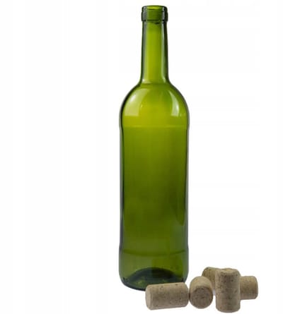 Bimberek - Wijnfles - 750ml - Oliijfkleurig of Transparant - Inclusief Kurk