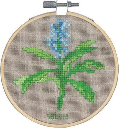 Borduurpakket Salie kruidenplant om te borduren incl borduurring Permin 13-0353