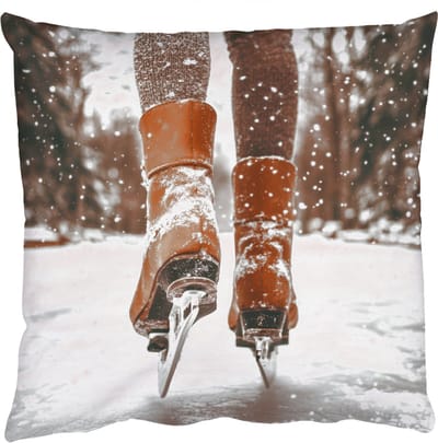 Sierkussens - Kussentjes Woonkamer - 50x50 cm - Schaatsen - IJs - Winter - Sneeuw