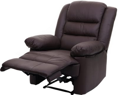TV fauteuil MCW-G15, relaxfauteuil, leder + kunstleder 101x87x100cm ~ bruin